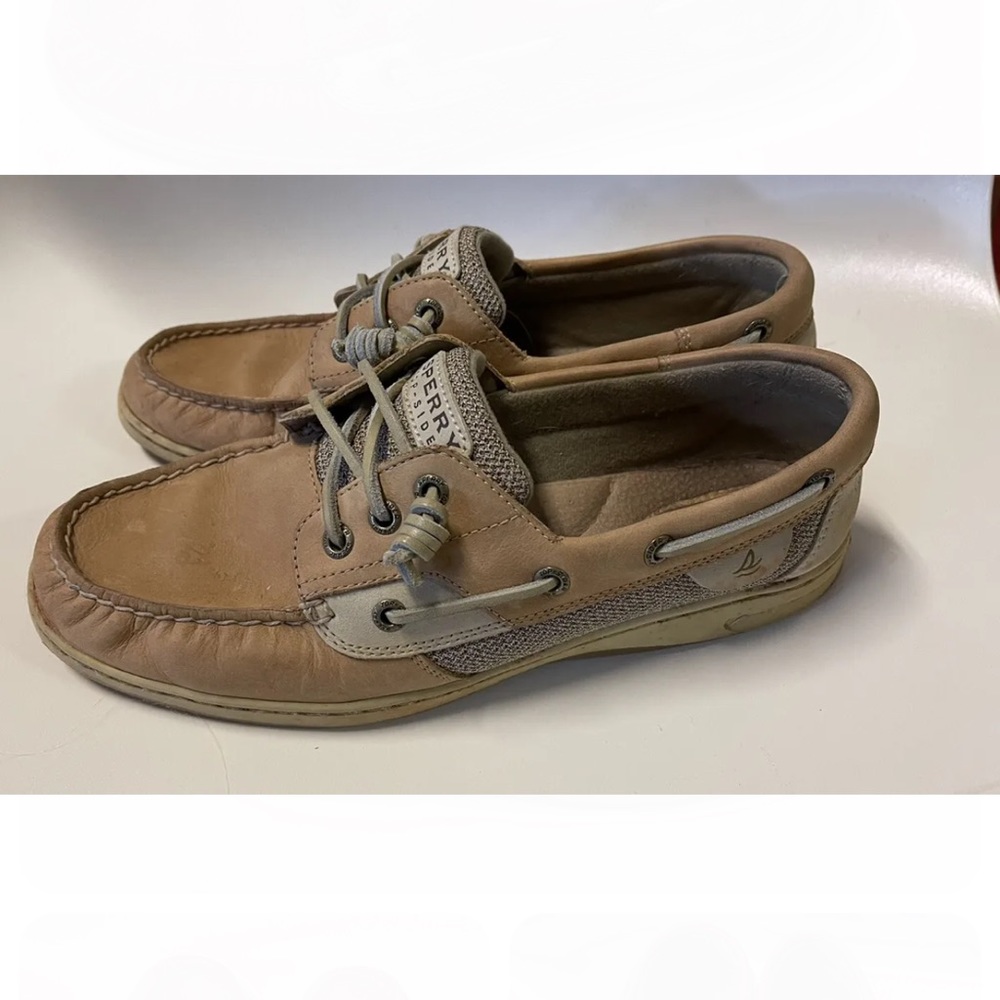 Sperry Womens Top-Sider Songfish Tan Leather Lace Up Boat Shoes Size 9.5